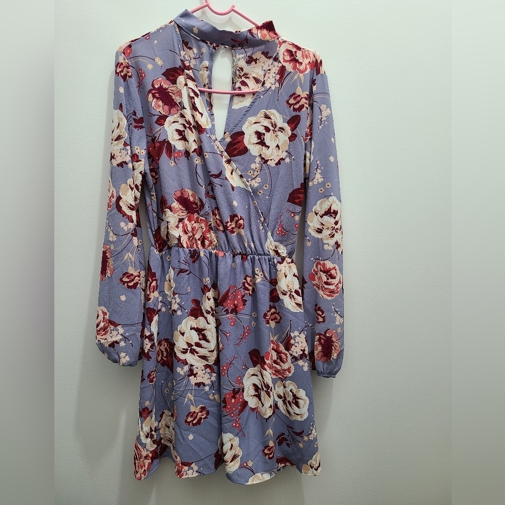 Powder blue floral choker dress​